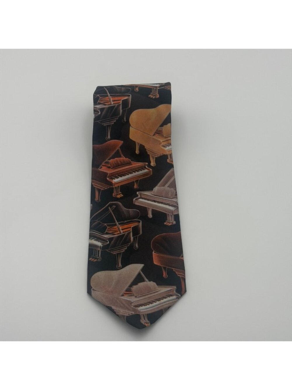 D’ern Crazy Piano Grand Piano Necktie Black Brown Musical Instrument Novelty Tie